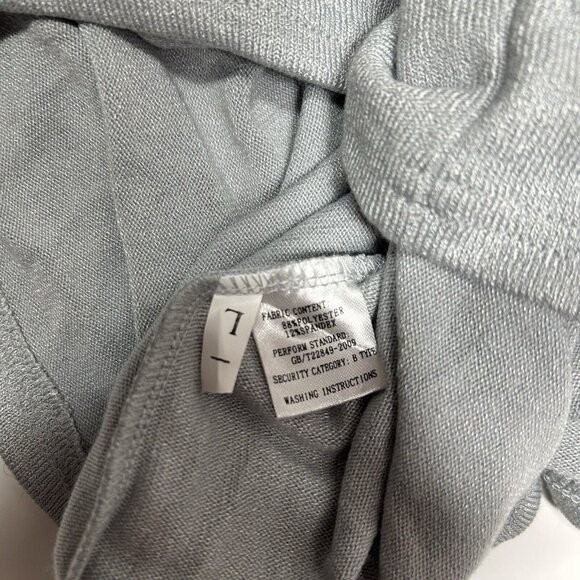 Unbranded Bodycon Mini Dress Ribbed Faux Wrap Long Sleeves Gray Metallic Sz L - Picture 5 of 6